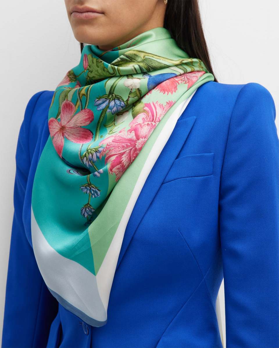 Stephanie Floral Silk Square Scarf